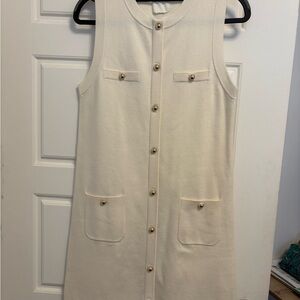 H&M Cream Sleeveless Mini Dress